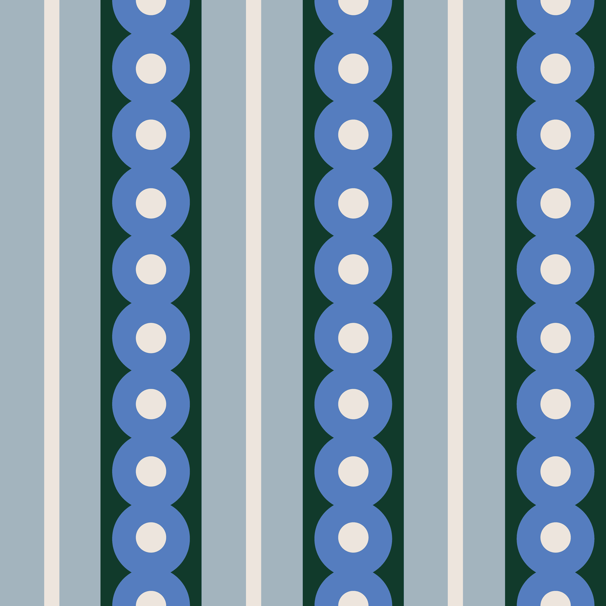 Blue Circles Wide Stripe Wallpaper - Huggleberry Hill