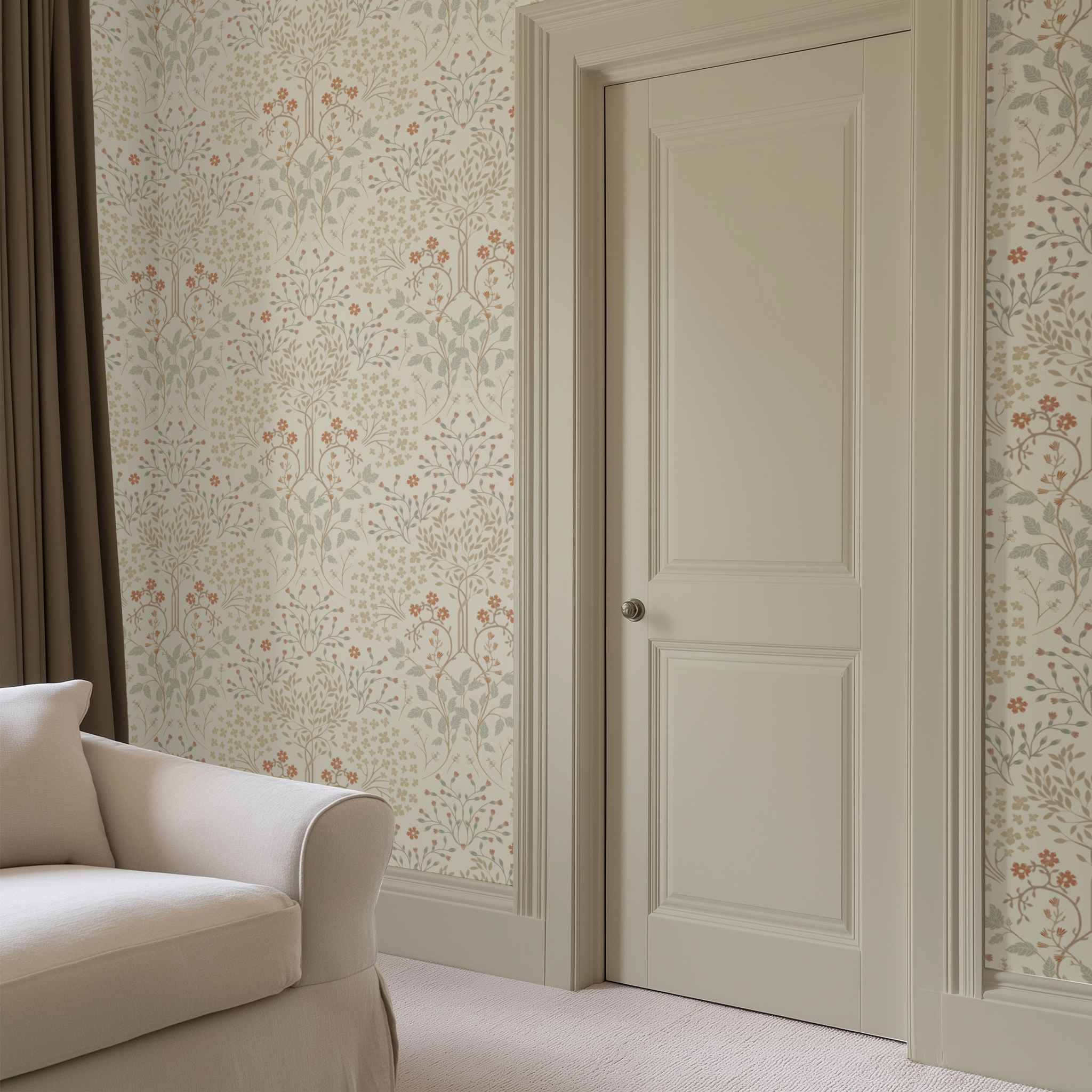 Elderberry Garden Wallpaper in Soft Cream - Huggleberry Hill