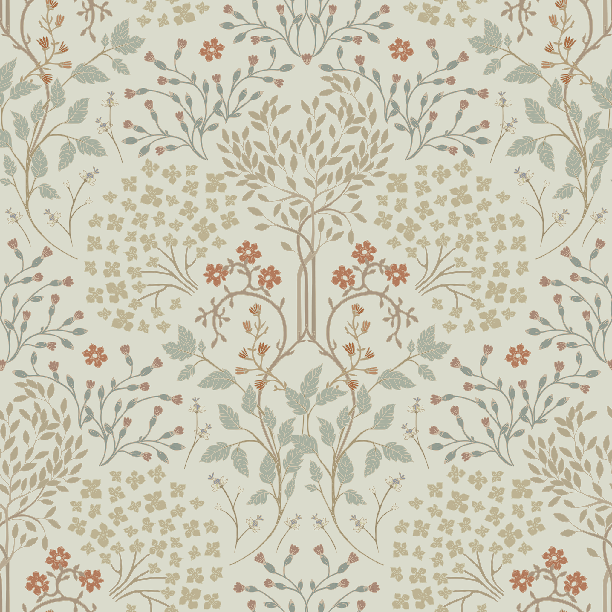 Elderberry Garden Wallpaper in Soft Cream - Huggleberry Hill