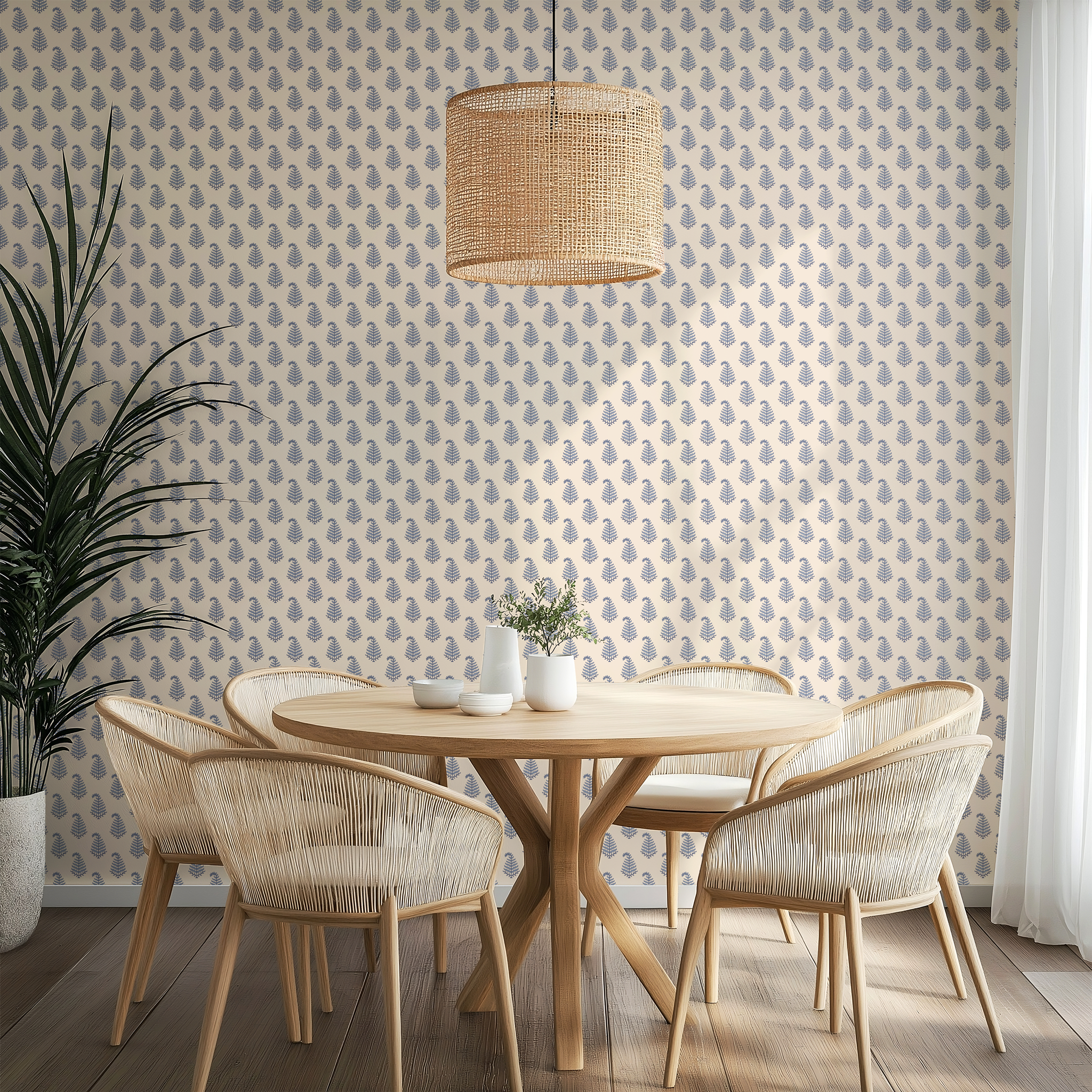 Bluebell Fern Wallpaper in French Blue - Huggleberry Hill