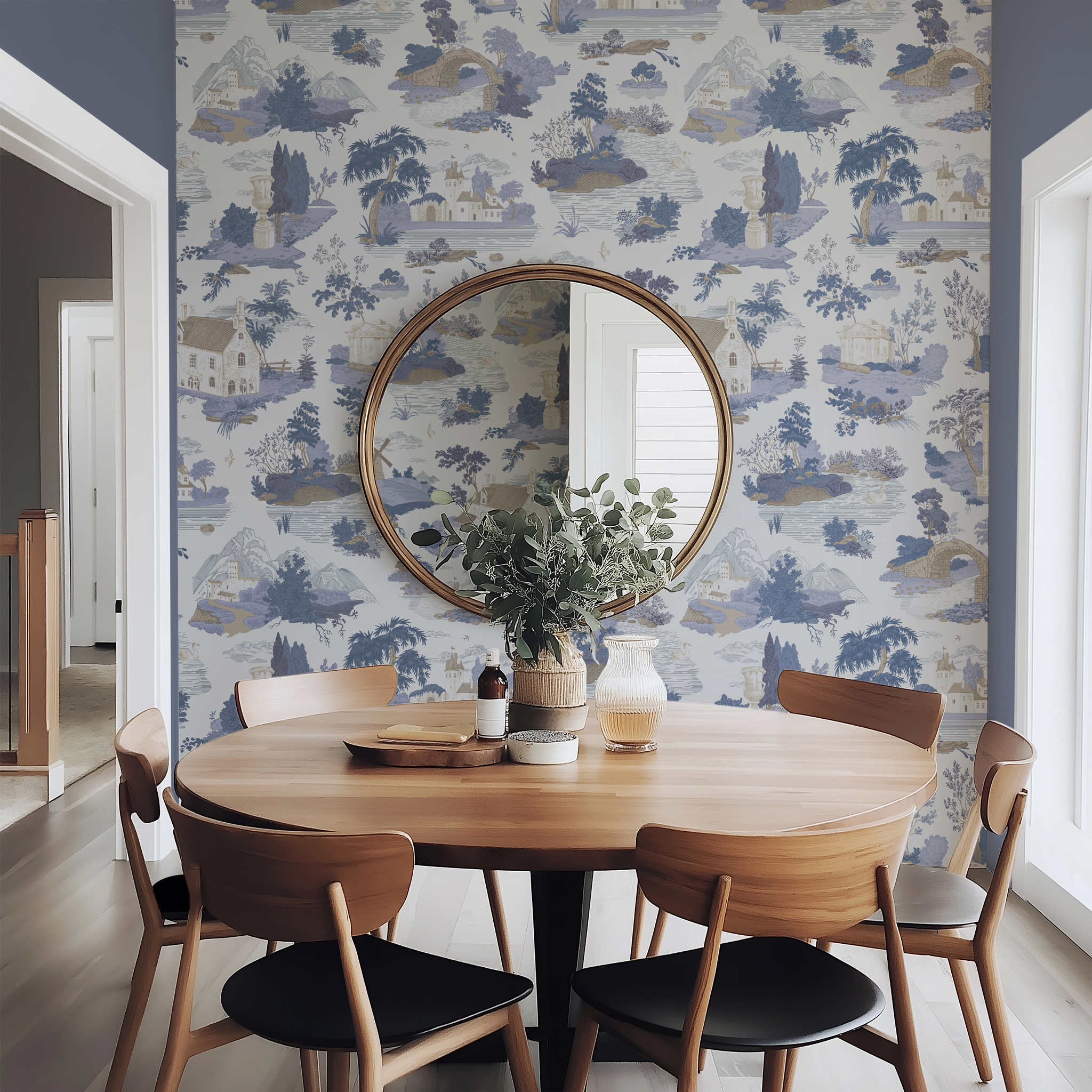 Willowmere Toile Wallpaper in Soft Blue - Huggleberry Hill