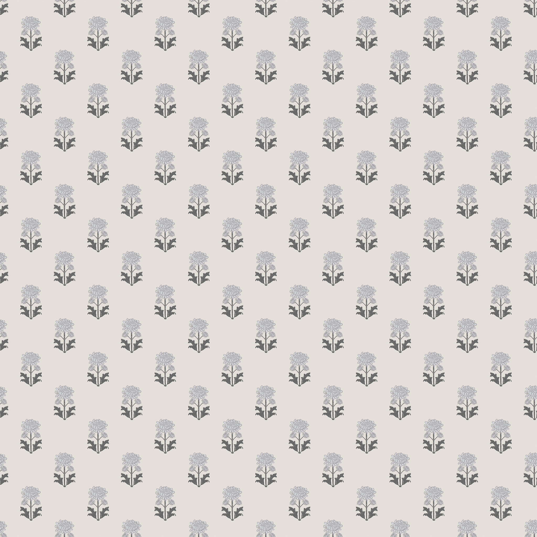 Wallpaper pattern of small flowers on a light gray background | Huggleberry Hill