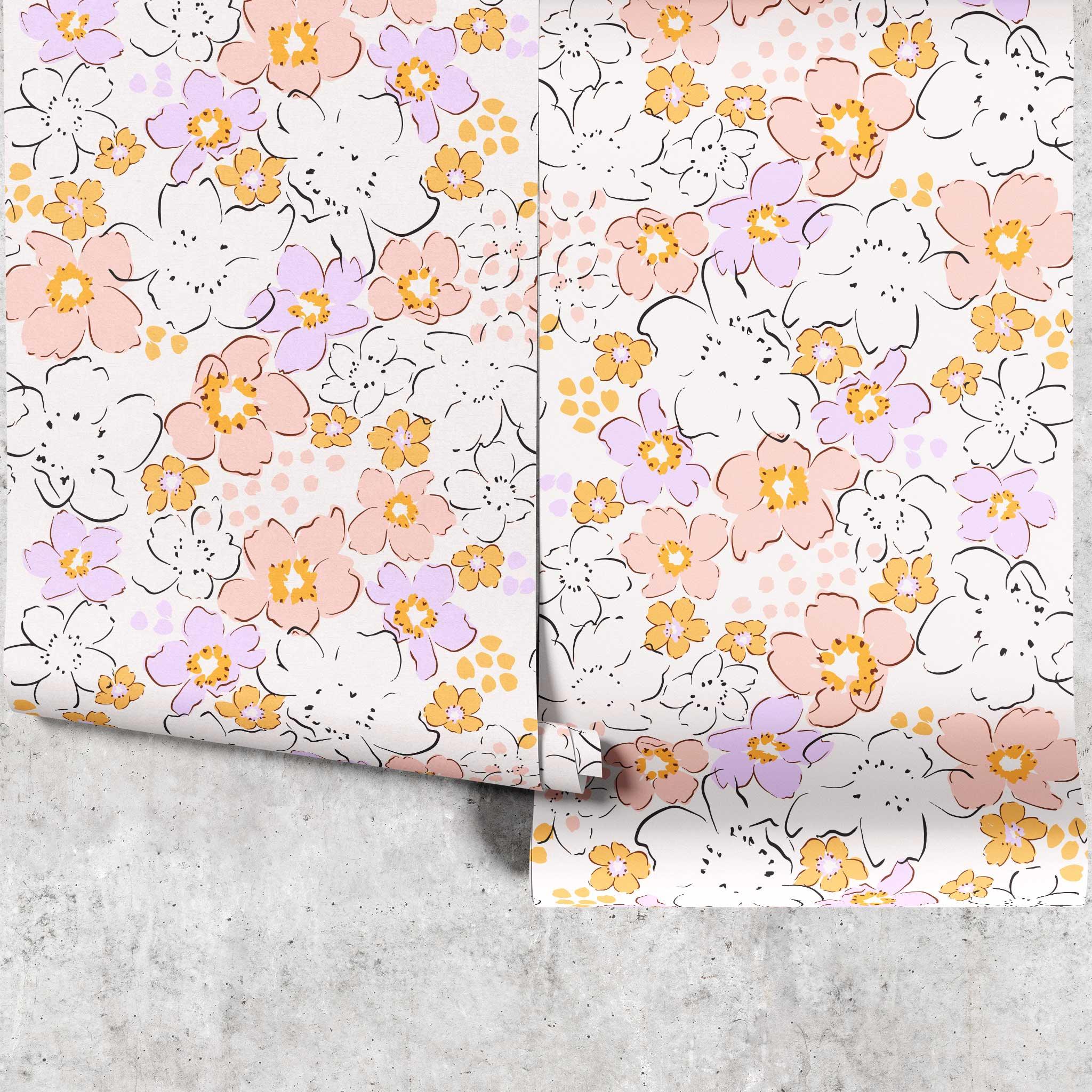 Pastel Poppies Wallpaper - Huggleberry Hill