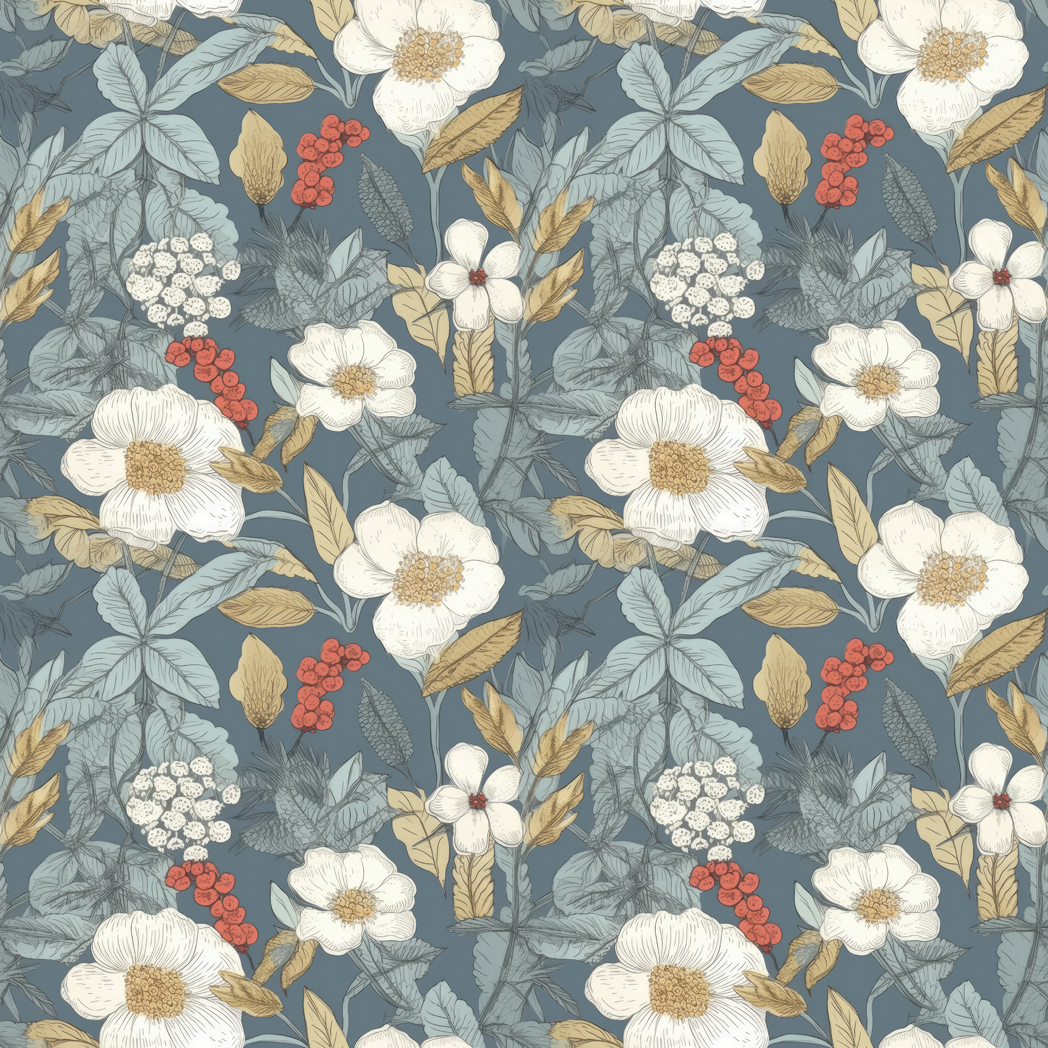 closeup pattern of August Anemone wallpaper by Huggleberry Hill