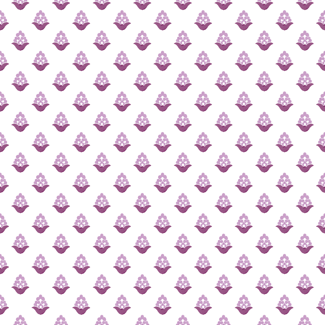 Blooming Verbena wallpaper in purple featuring a small-scale floral repeat with soft lilac and plum motifs on a light background