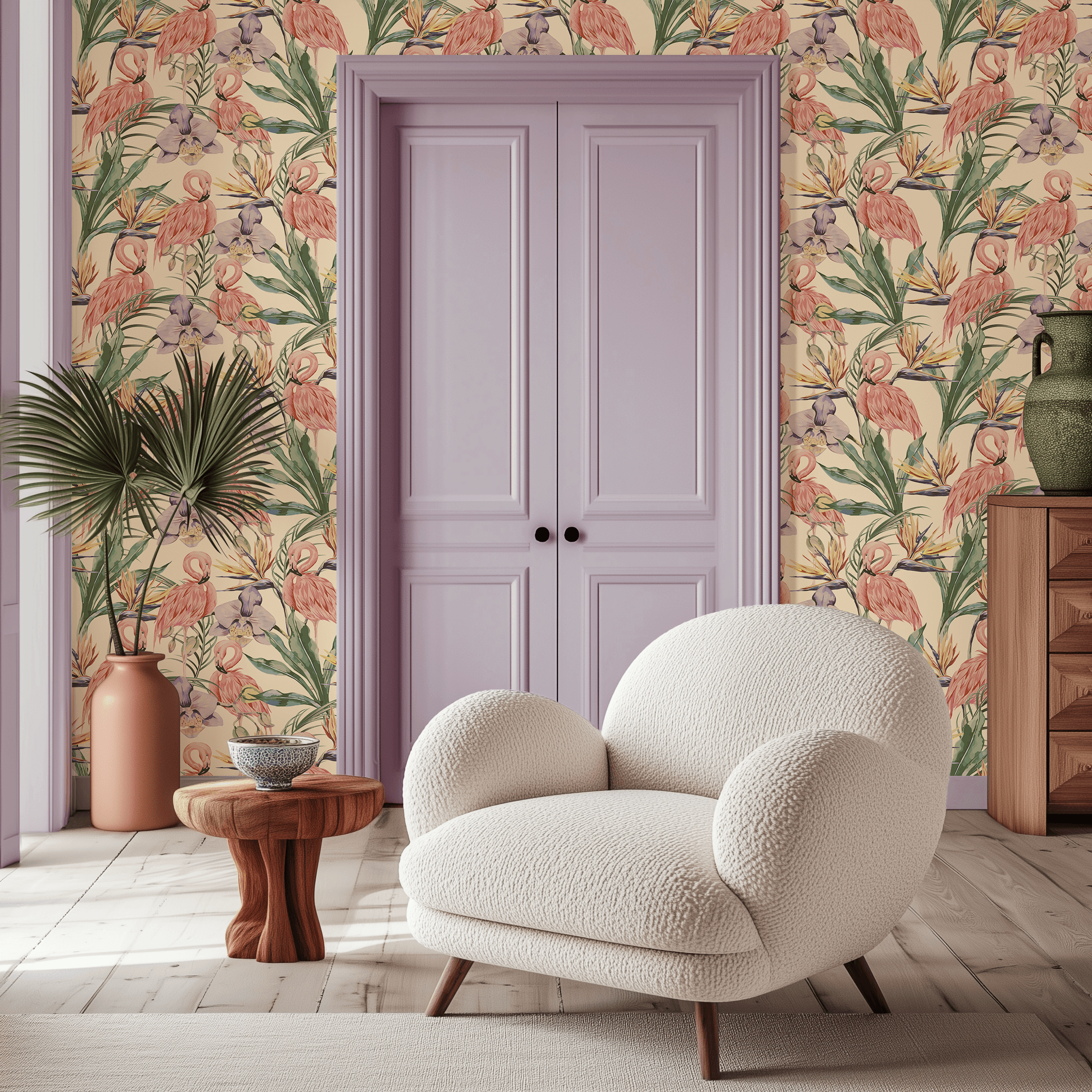 Pastel Flamingo Wallpaper - Huggleberry Hill