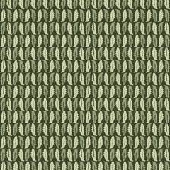 Pattern of green leaves on a dark green background
