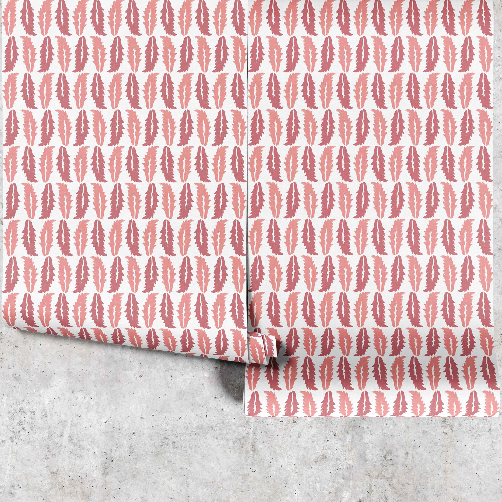 Sweet Chestnut wallpaper full panels in pink showing chestnut leaf repeat - Huggleberry Hill