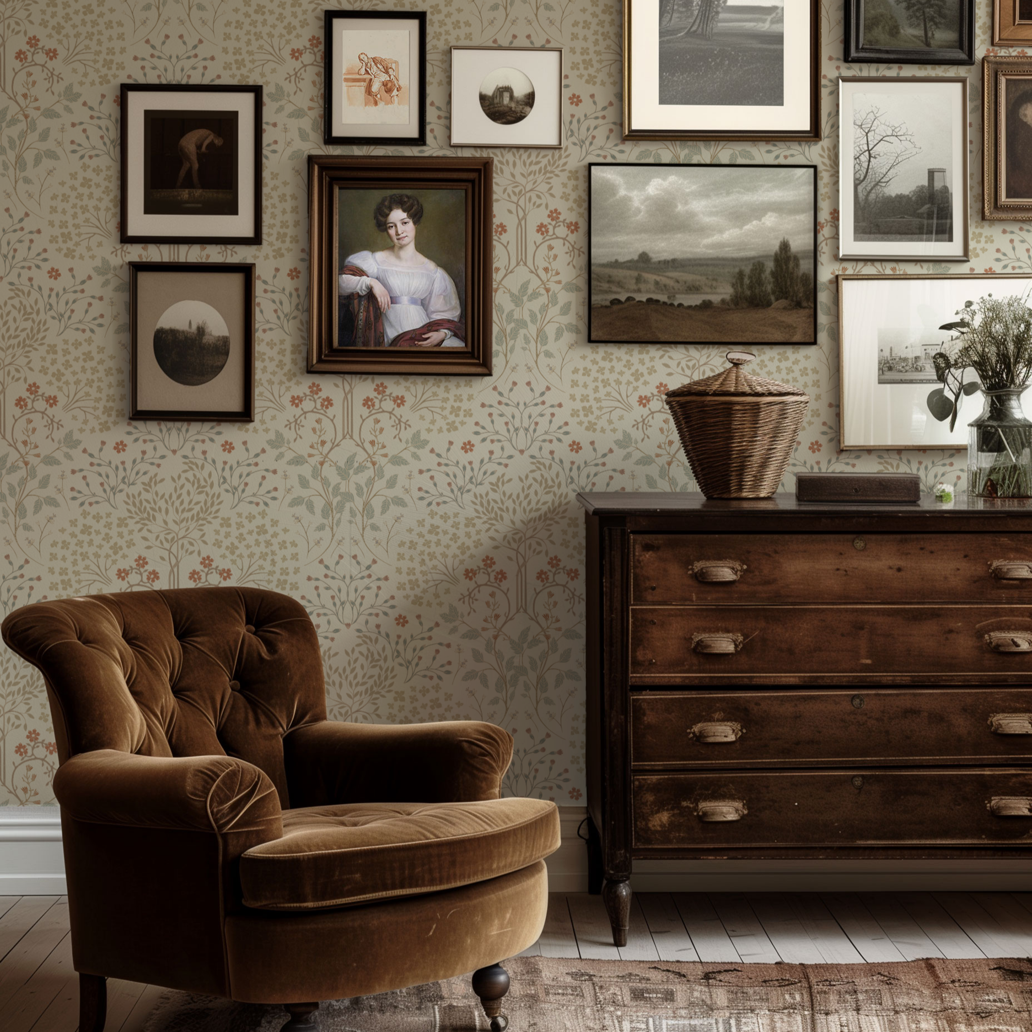 Elderberry Garden Wallpaper in Soft Cream | Huggleberry Hill