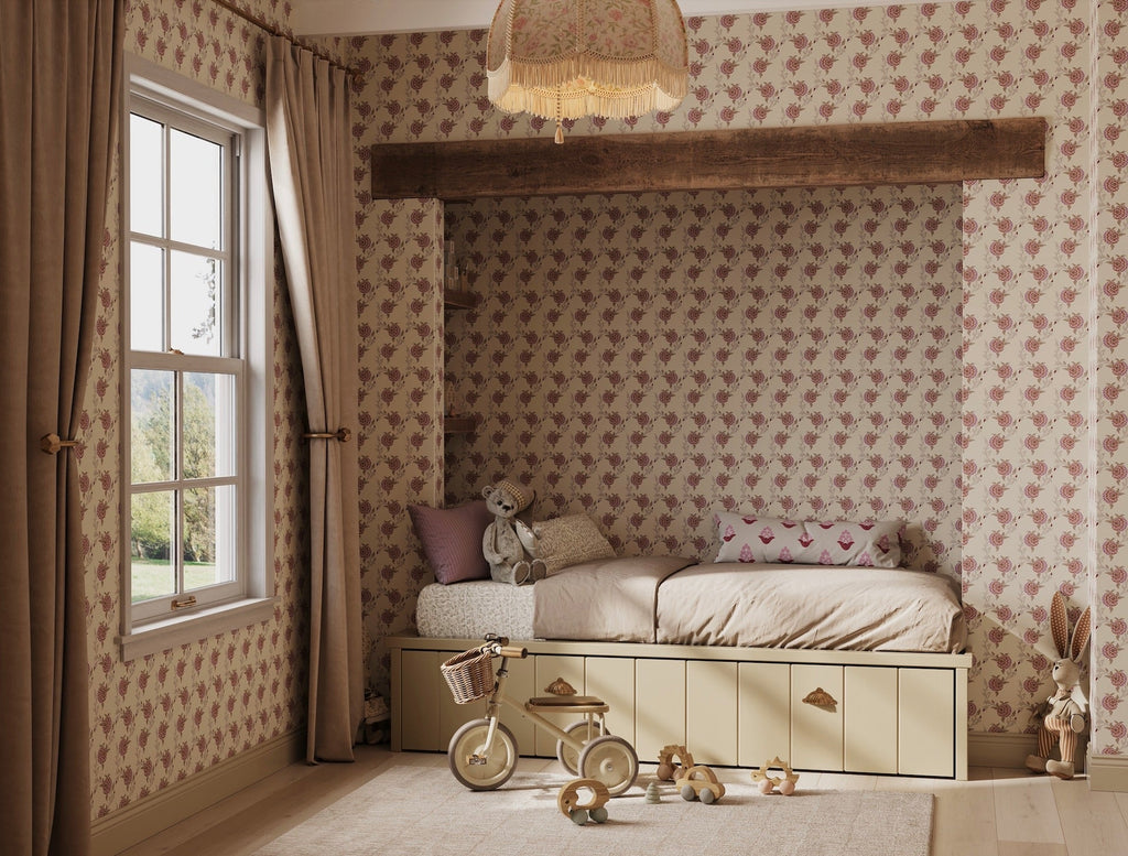 Wallpapered Walls in a Toddler Bedroom