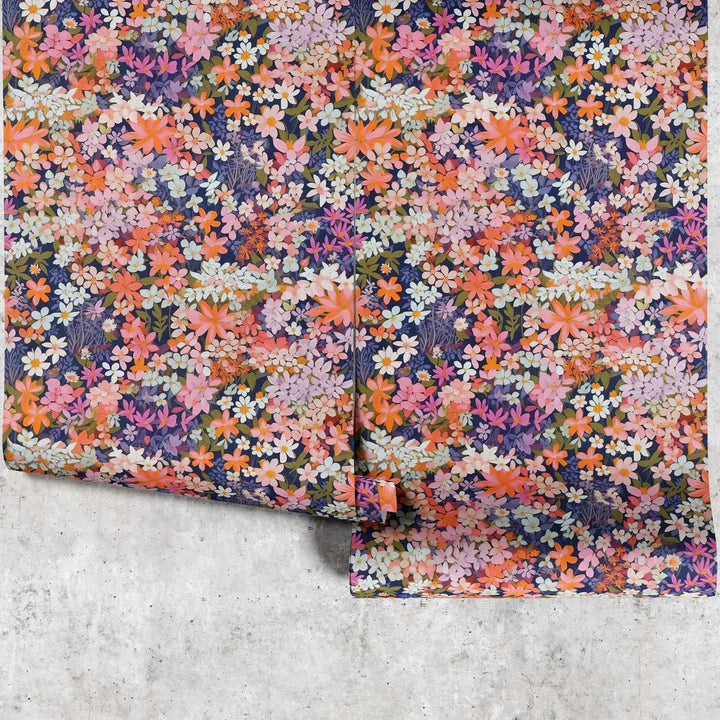 Ditsy floral wallpaper with multicolor small flowers