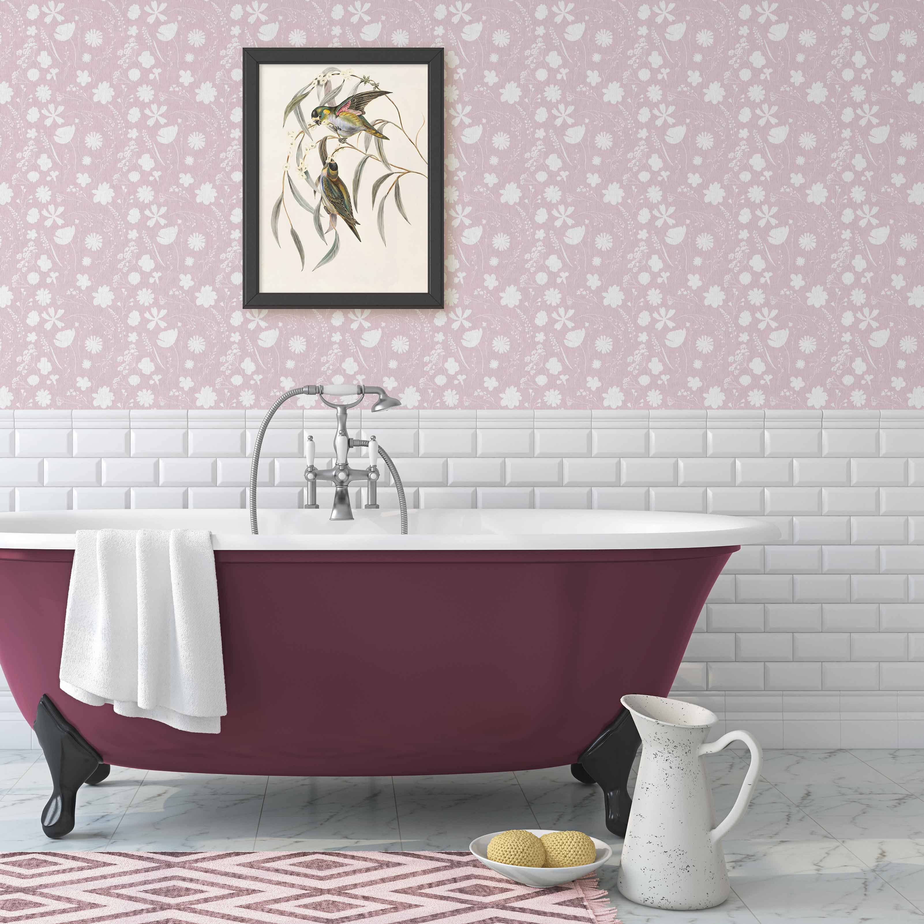 Cutout Flowers Wallpaper Pink Room