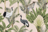 A swatch of Rainforest Animals wallpaper with a pink background