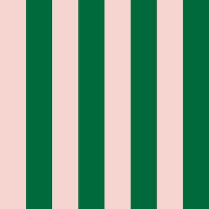 A swatch of pink and green wide stripe wallpaper