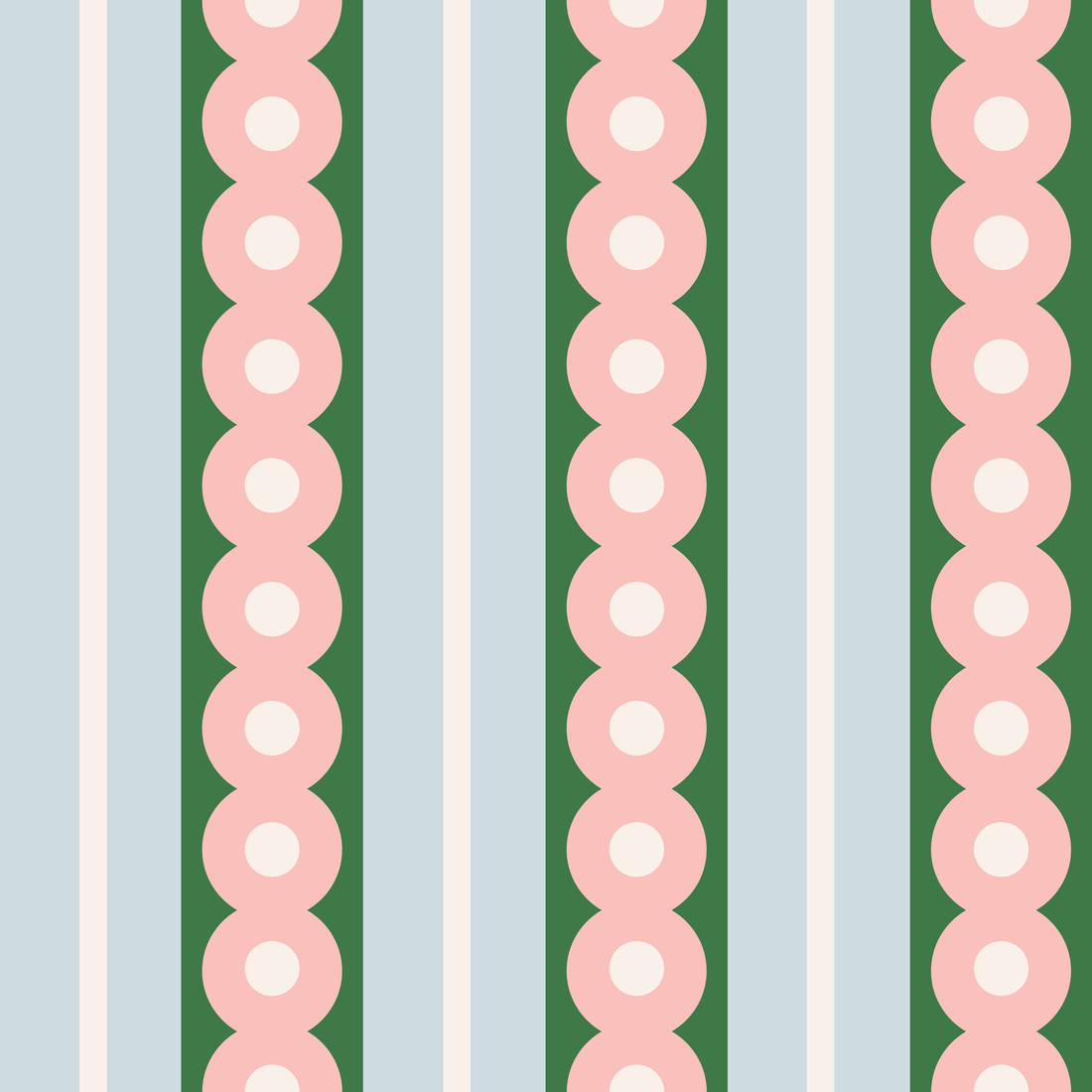 Pink Circles Wide Stripe Wallpaper - Huggleberry Hill