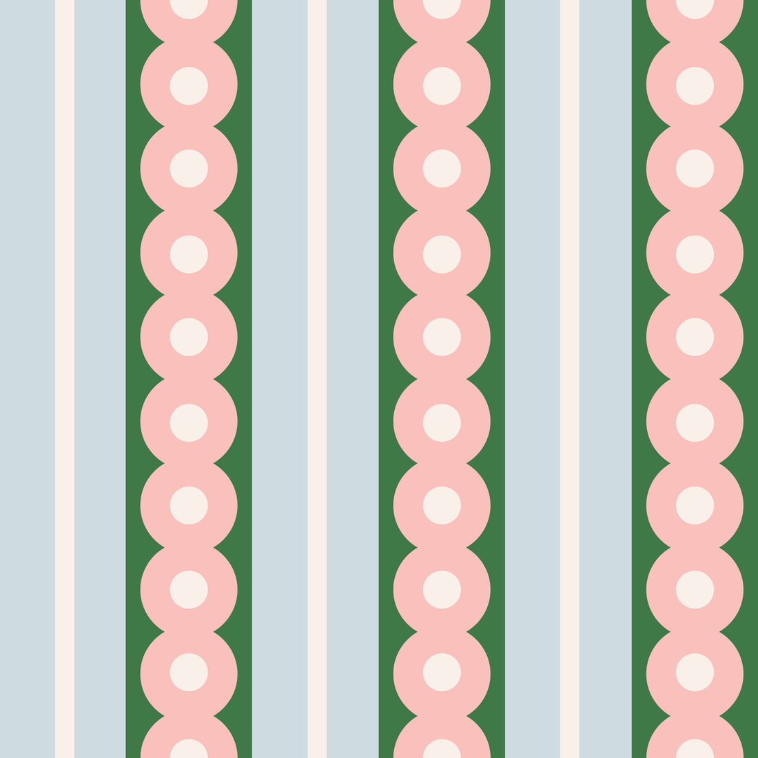 Pink Circles Wide Stripe Wallpaper - Huggleberry Hill