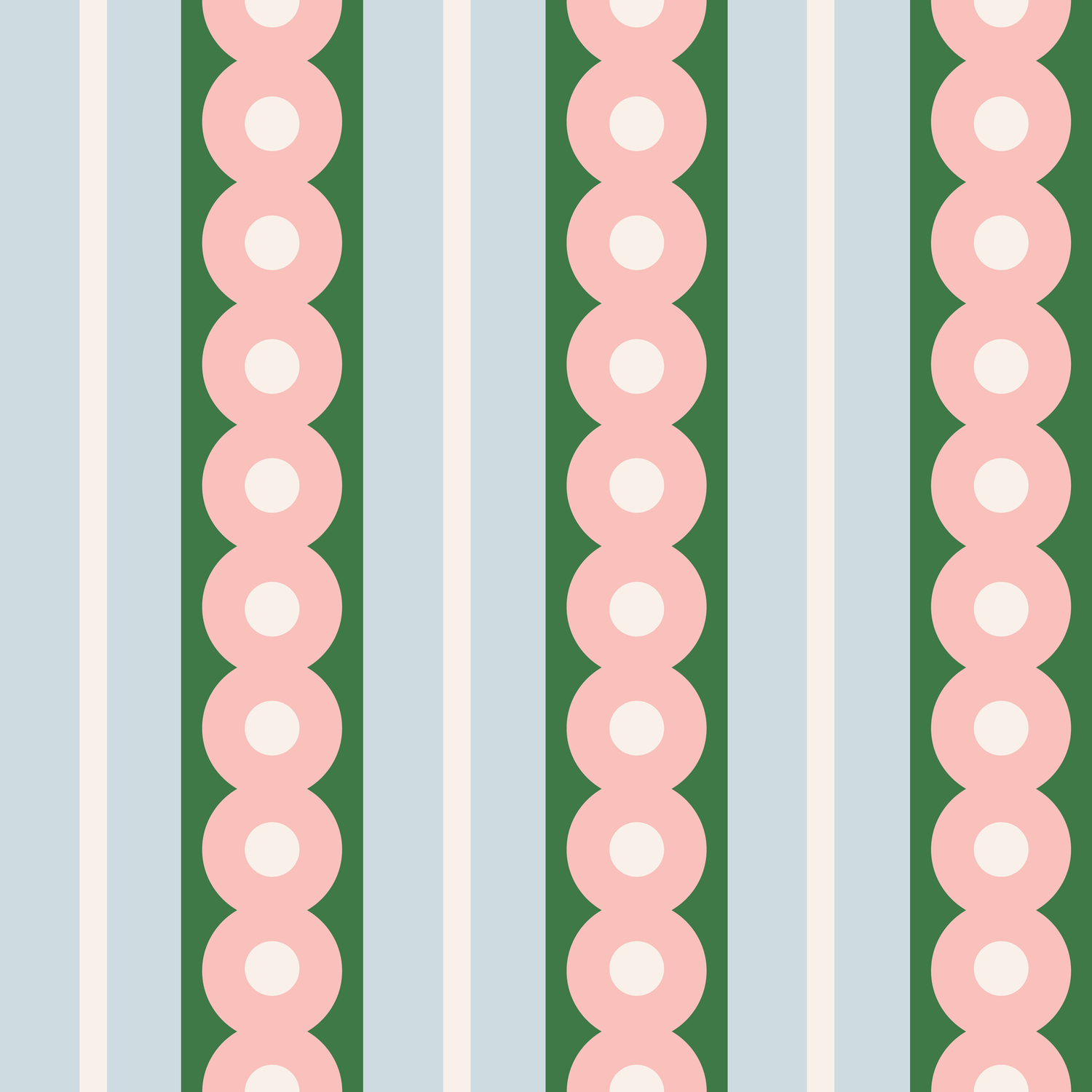 Pink Circles Wide Stripe Wallpaper