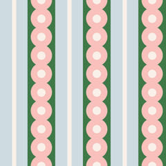 Pink Circles Wide Stripe Wallpaper - Huggleberry Hill
