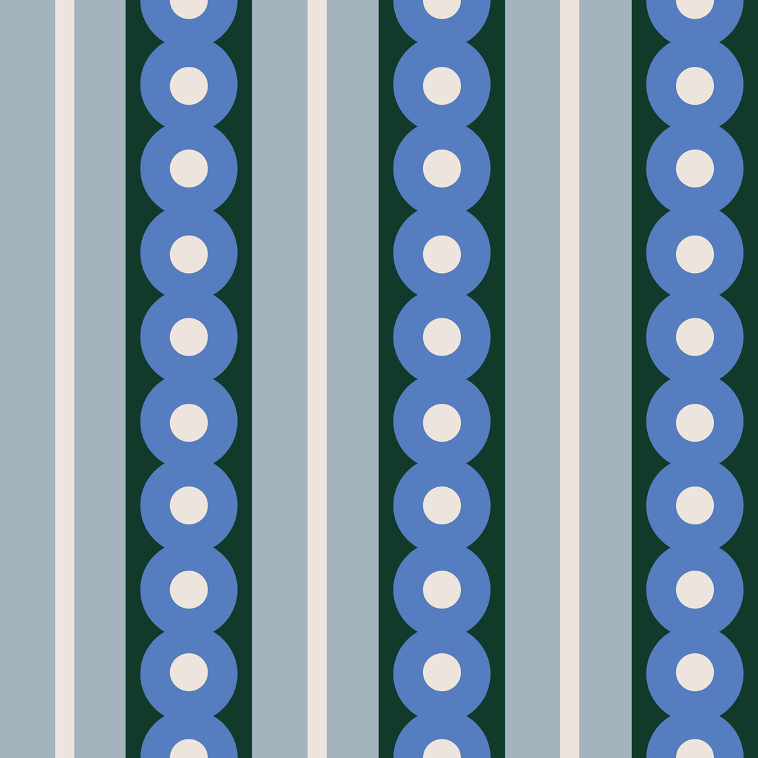 Blue Circles Wide Stripe Wallpaper - Huggleberry Hill