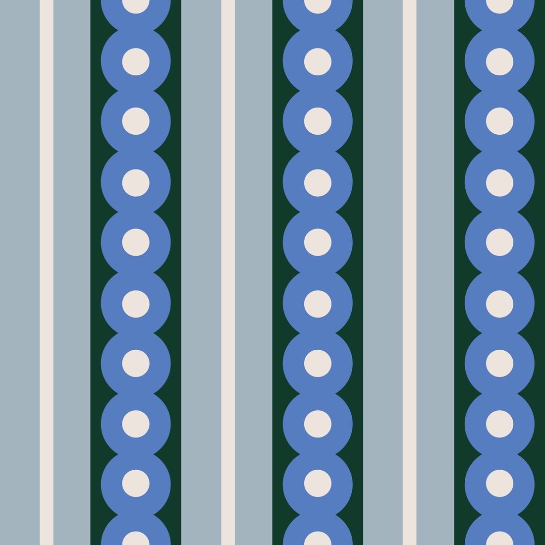 Blue Circles Wide Stripe Wallpaper - Huggleberry Hill