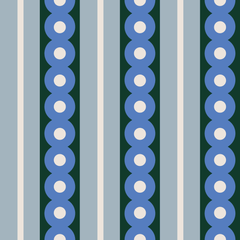 Blue Circles Wide Stripe Wallpaper - Huggleberry Hill