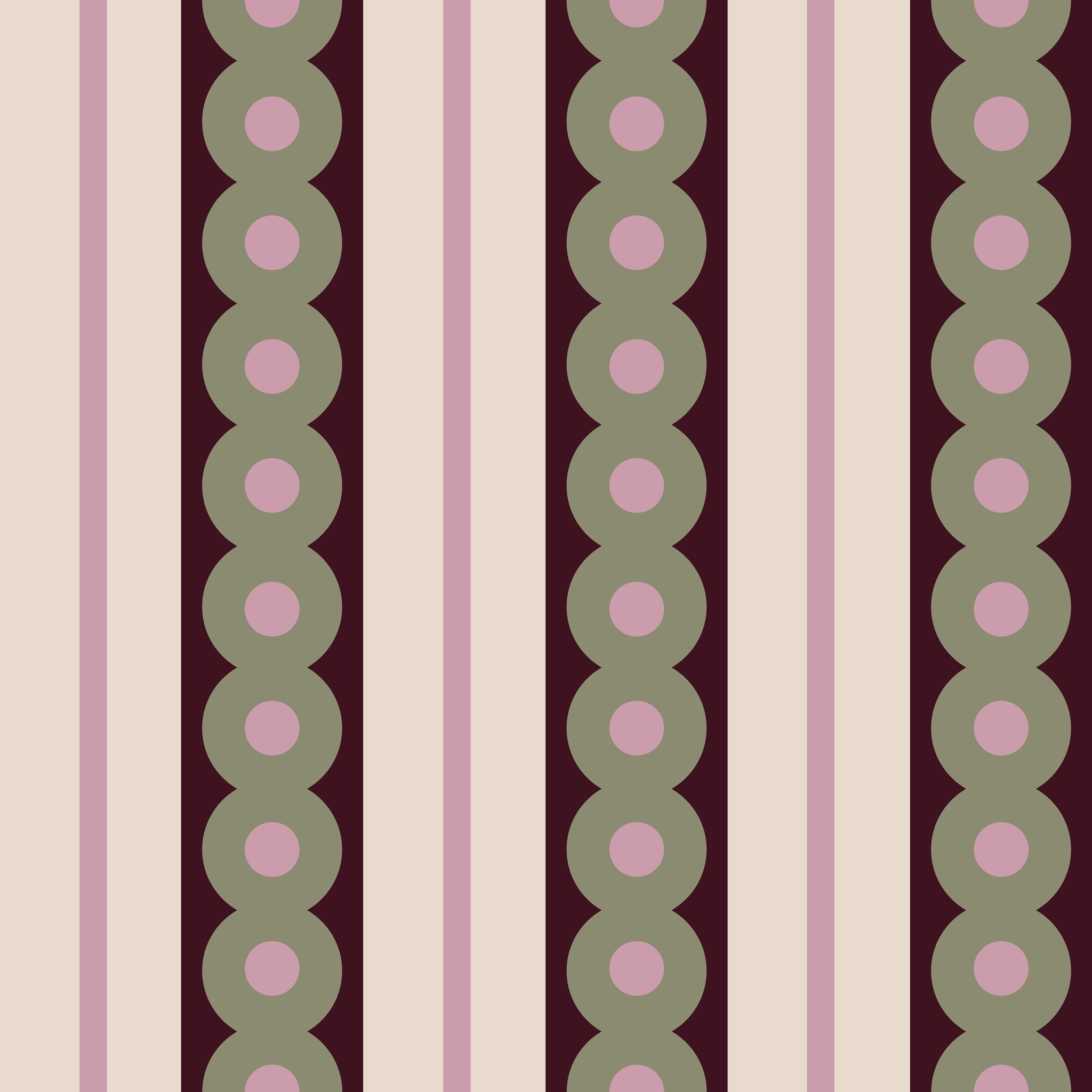 A swatch of green circles wide stripe wallpaper