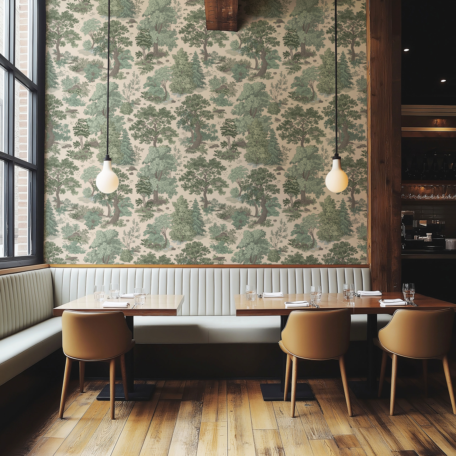 Forest Glen Wallpaper in Soft Moss - Huggleberry Hill