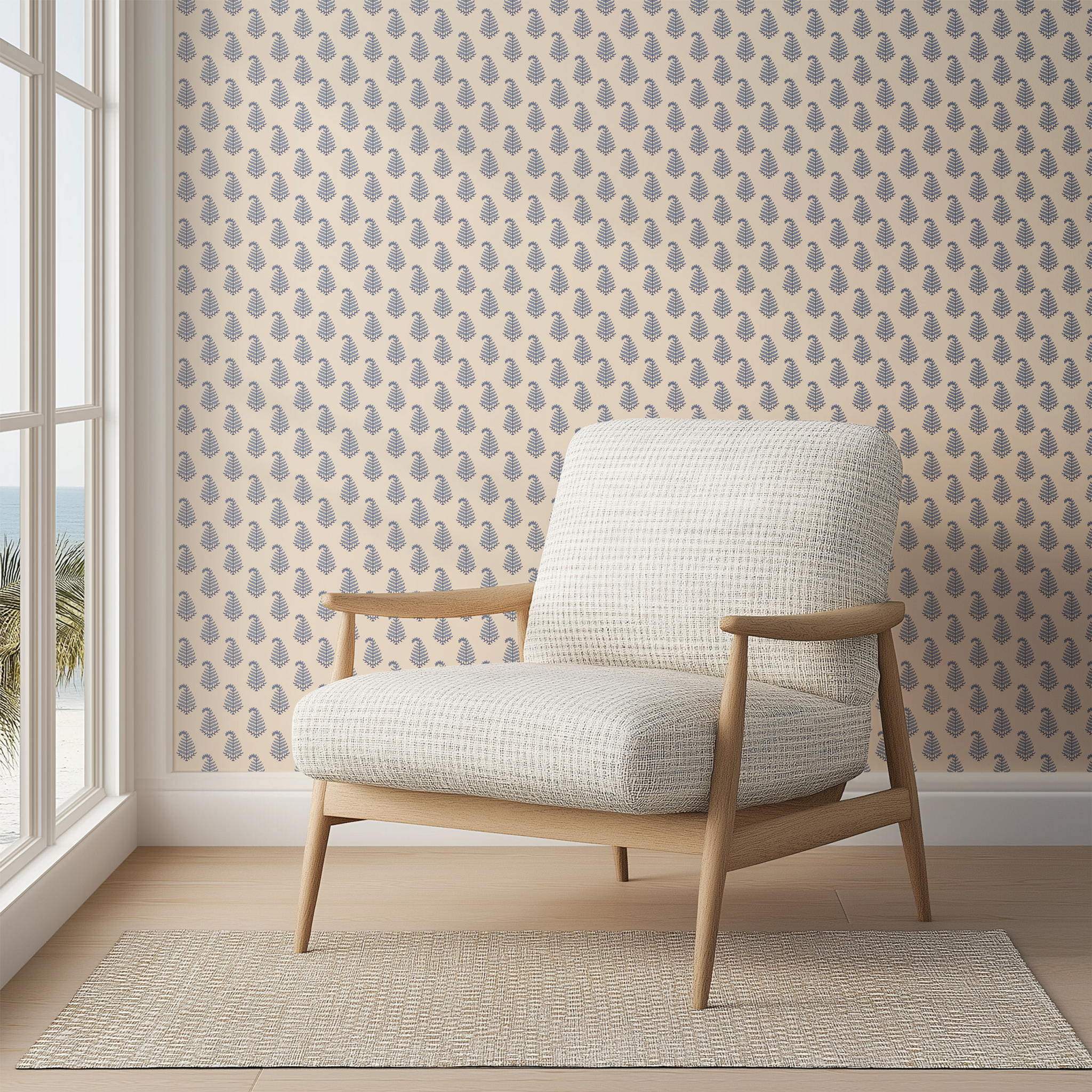 Bluebell Fern Wallpaper in French Blue - Huggleberry Hill