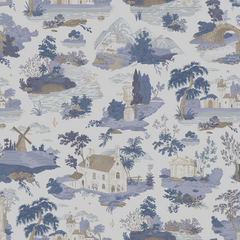 Willowmere Toile Wallpaper in Soft Blue - Huggleberry Hill