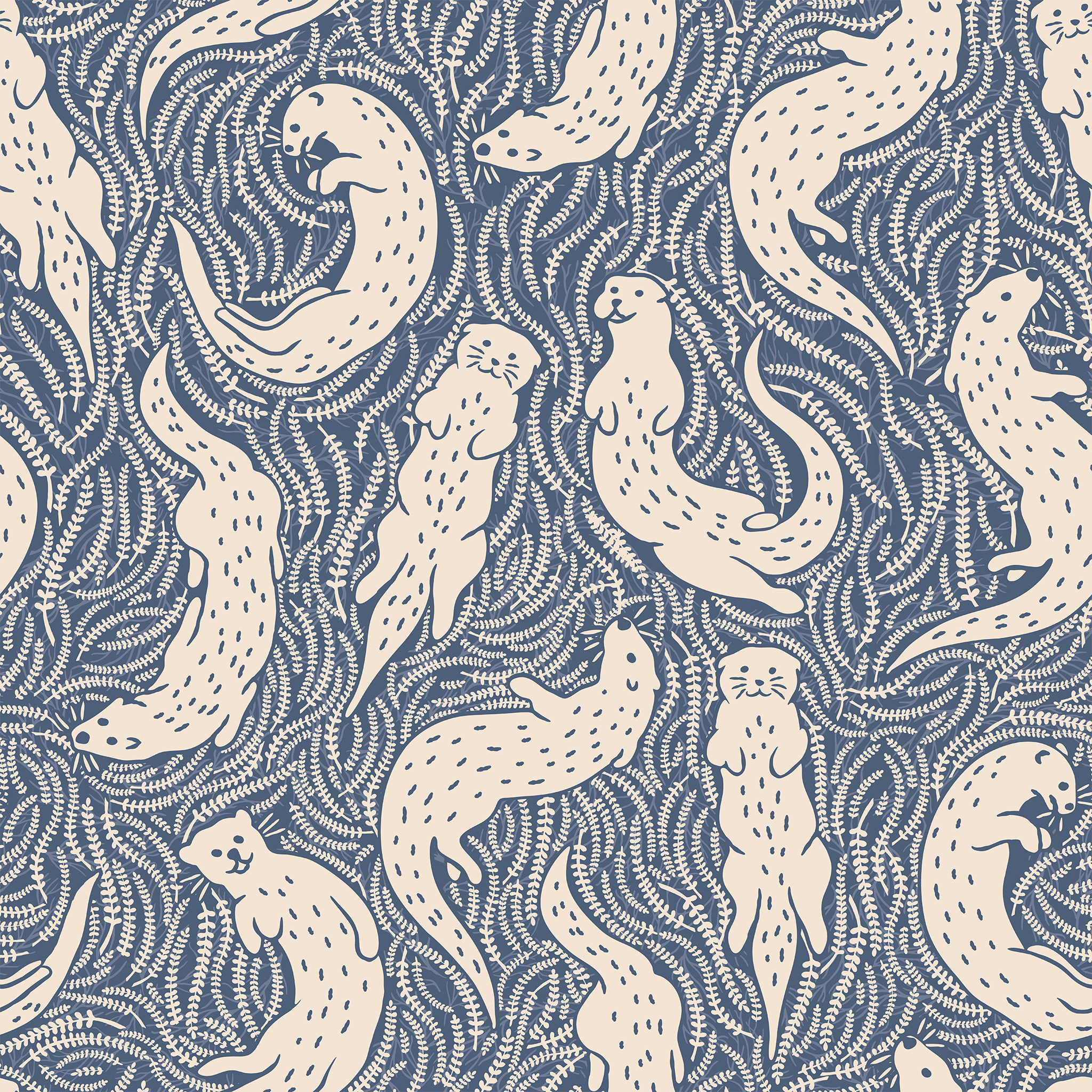 Otterly Adrift Wallpaper in Deep Blue - Huggleberry Hill