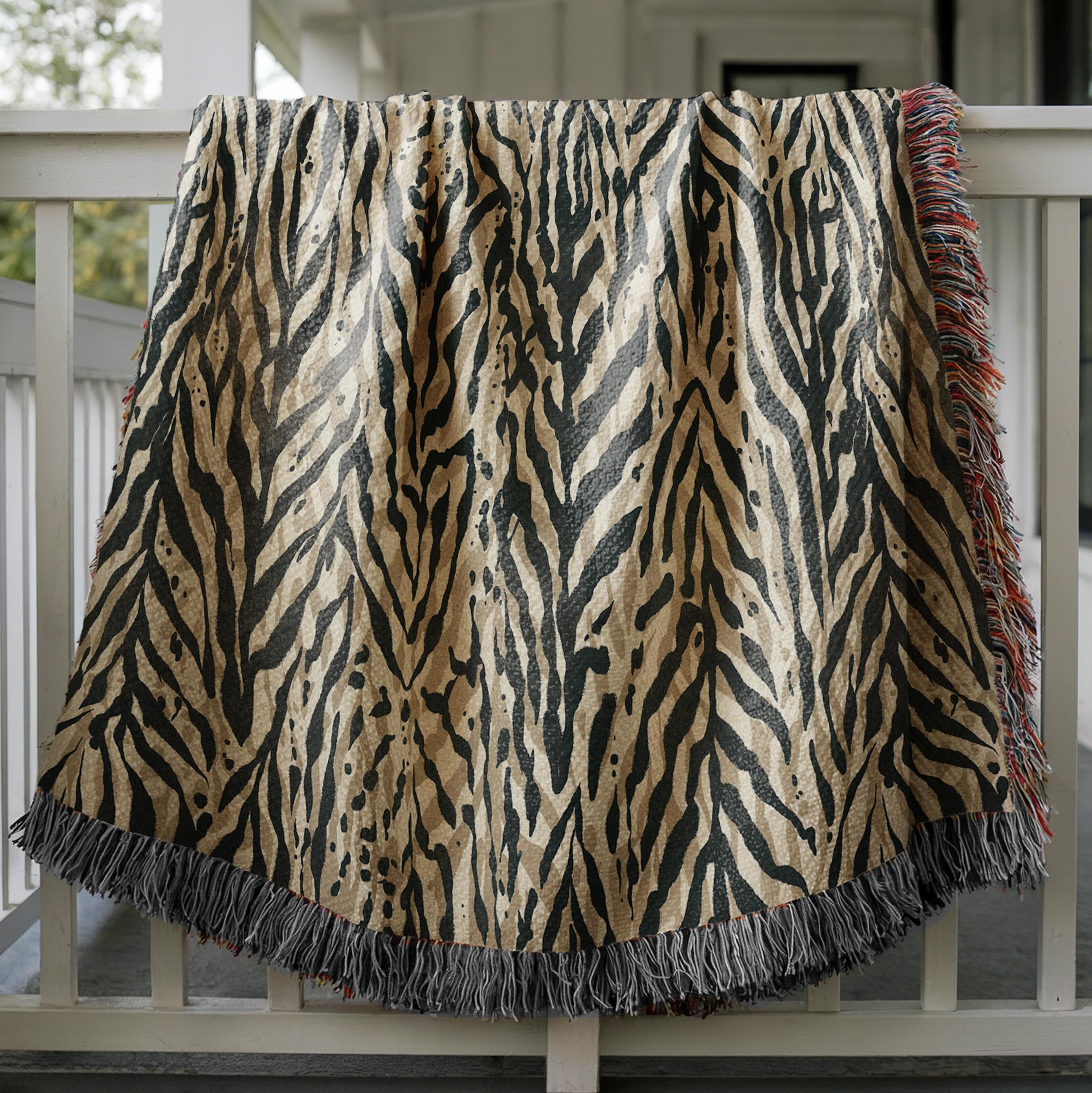 Zebra Print Woven Cotton Throw