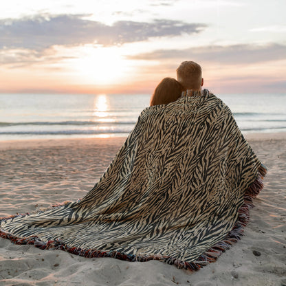 Zebra Print Woven Cotton Throw