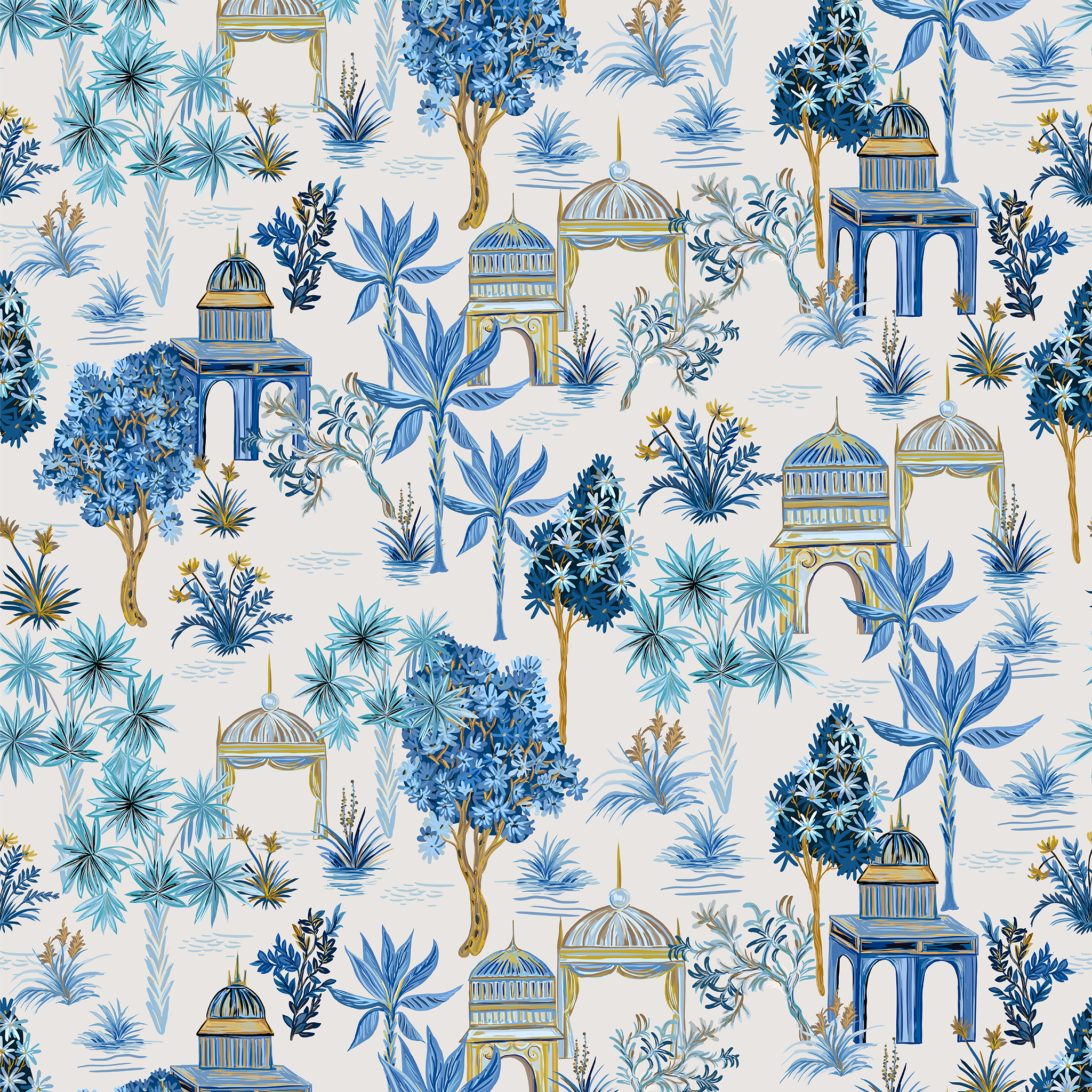 A swatch of Bali Jungle wallpaper in white