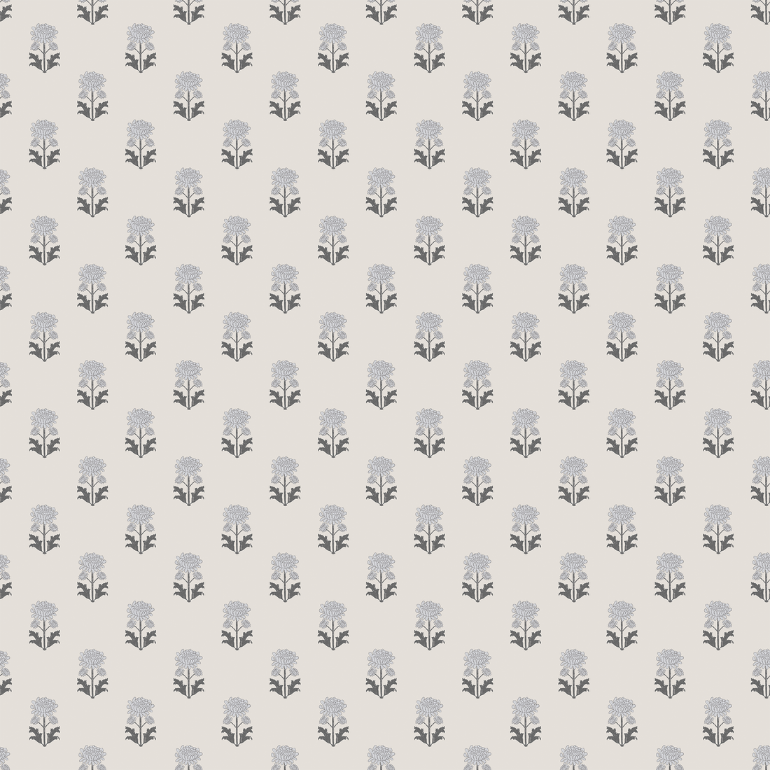 Wallpaper pattern of small flowers on a light gray background | Huggleberry Hill
