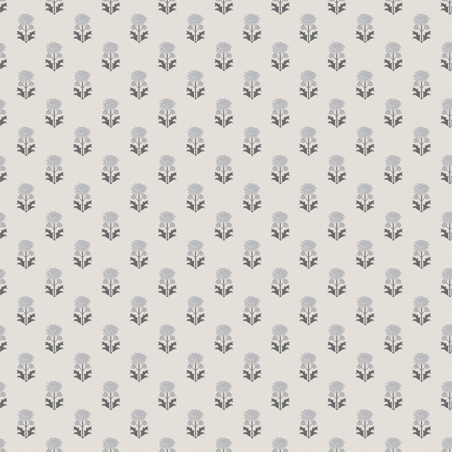 Wallpaper pattern of small flowers on a light gray background | Huggleberry Hill