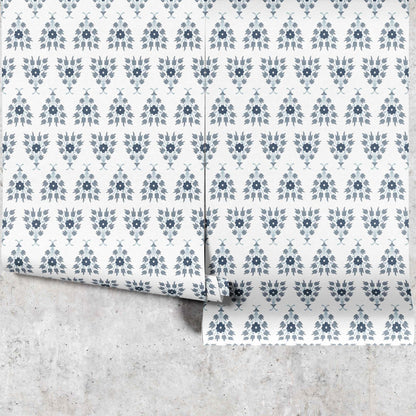 Blue Tulips and Tussie-Mussies Wallpaper – floral wall design by Huggleberry Hill