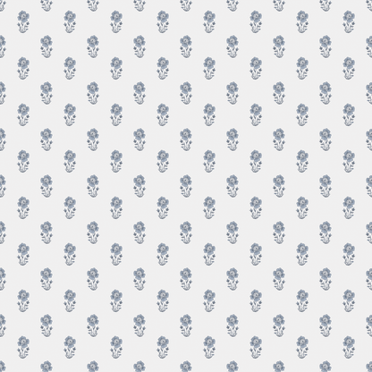 Closeup Swatch of Blue Floral Farmhouse Poppies Wallpaper | Huggleberry Hill