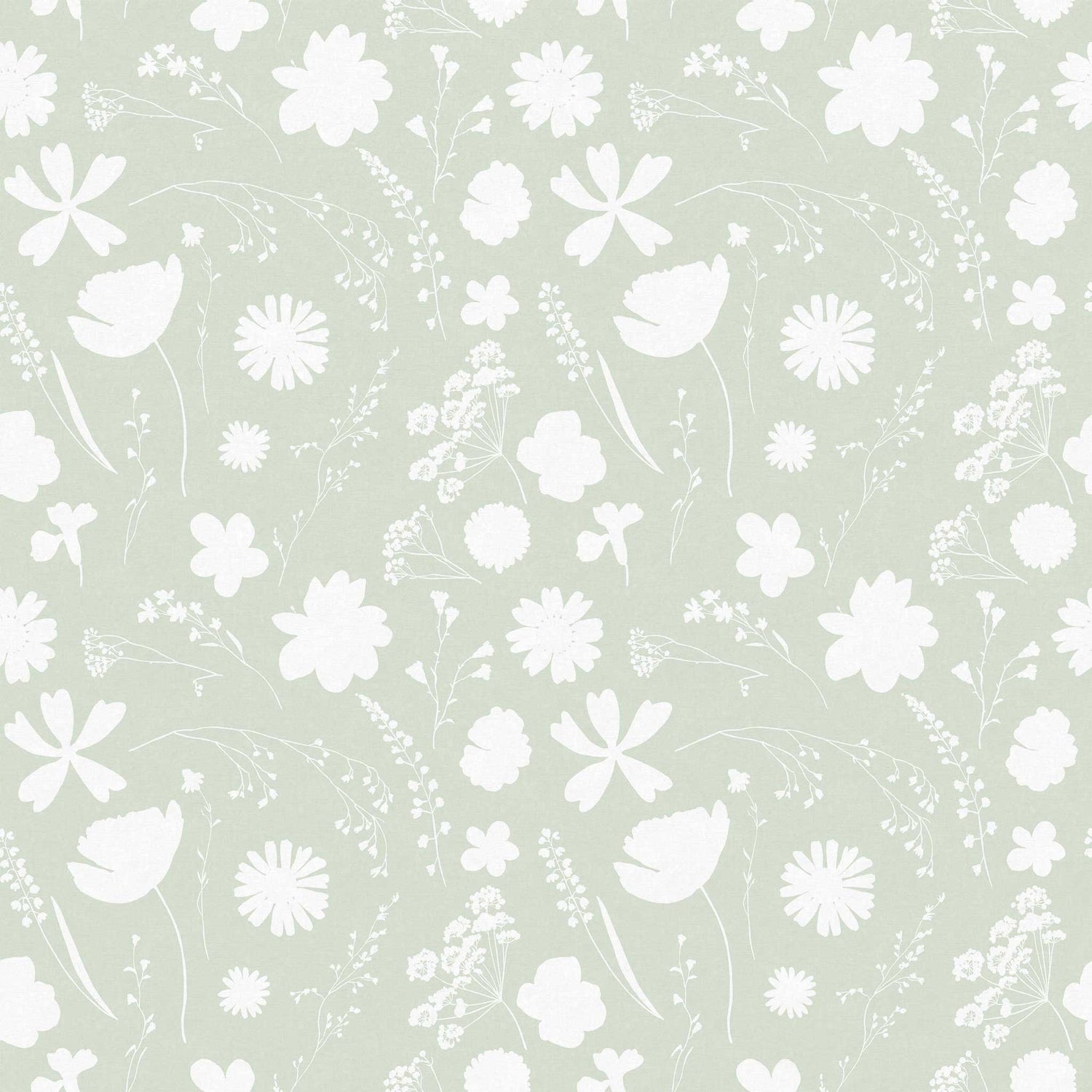 Cutout Flowers Wallpaper Green
