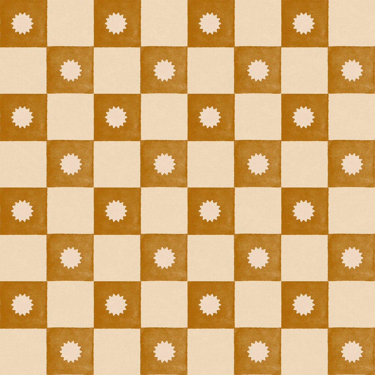 Huggleberry Hill Checkerboard Starburst Wallpaper Mustard