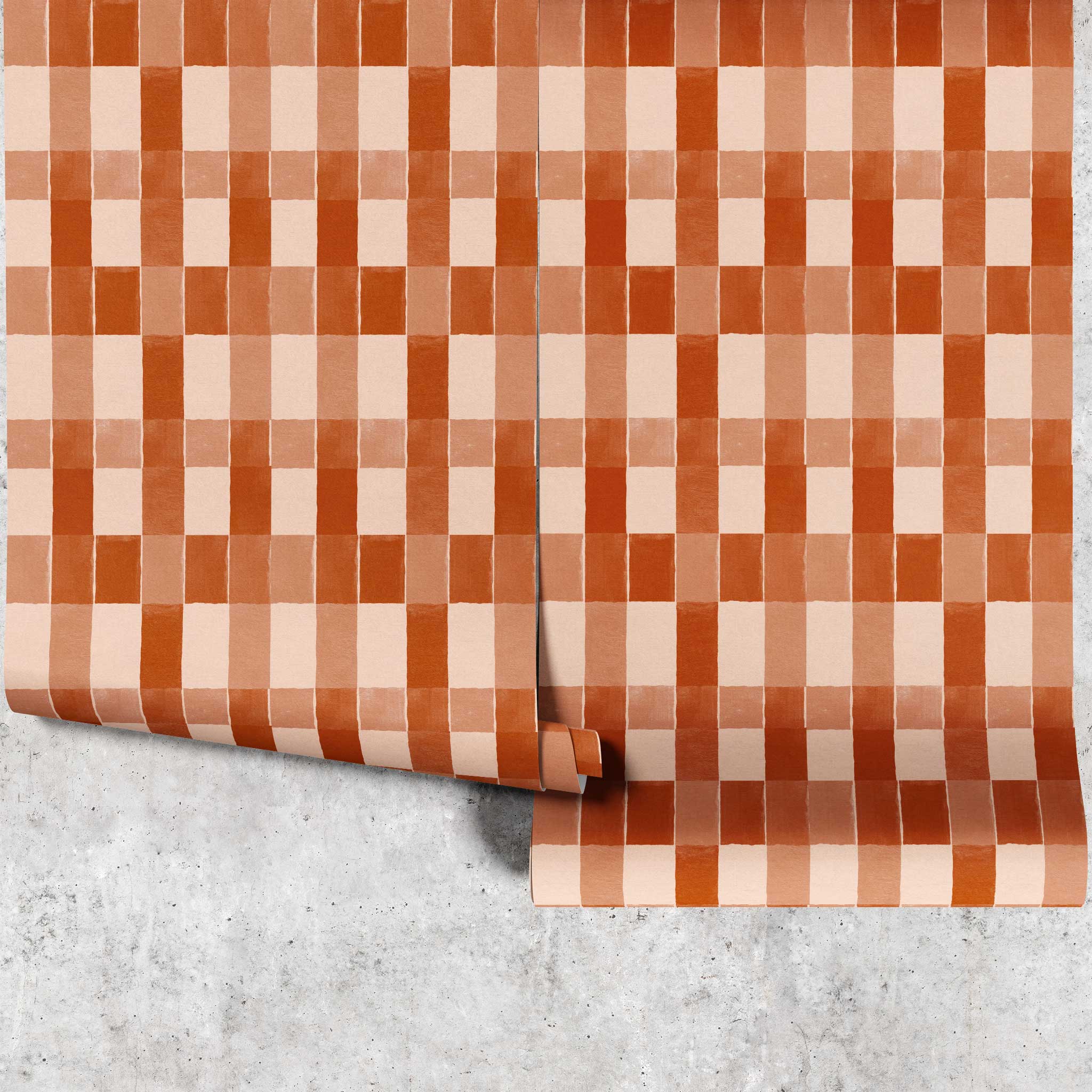Huggleberry Hill Blanket Check Wallpaper Orange Panels