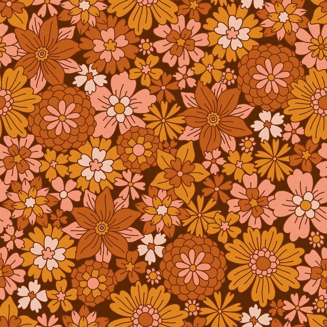 Huggleberry Hill Retro Flowerburst Wallpaper