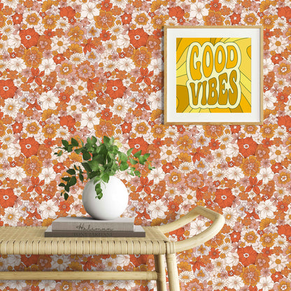 Huggleberry Hill Good Vibes Wallpaper Orange Room