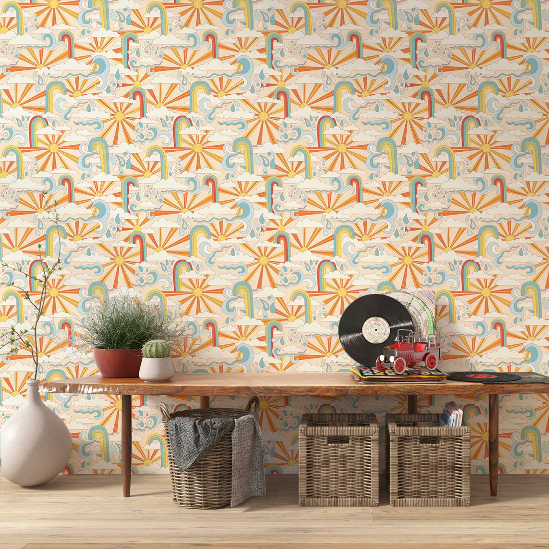 Huggleberry Hill Happy Sunburst Wallpaper Room