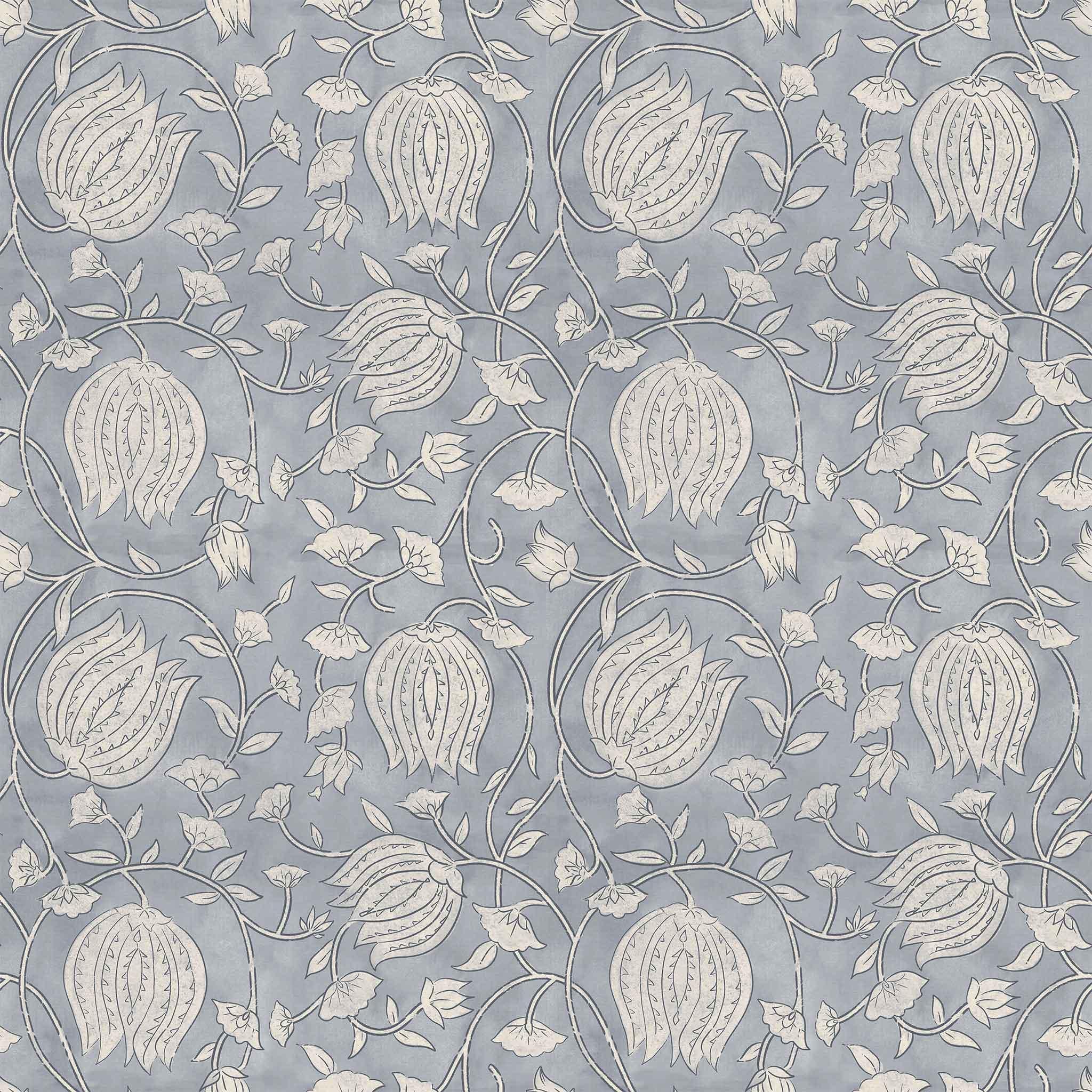 Block Print Lotus Wallpaper - Huggleberry Hill
