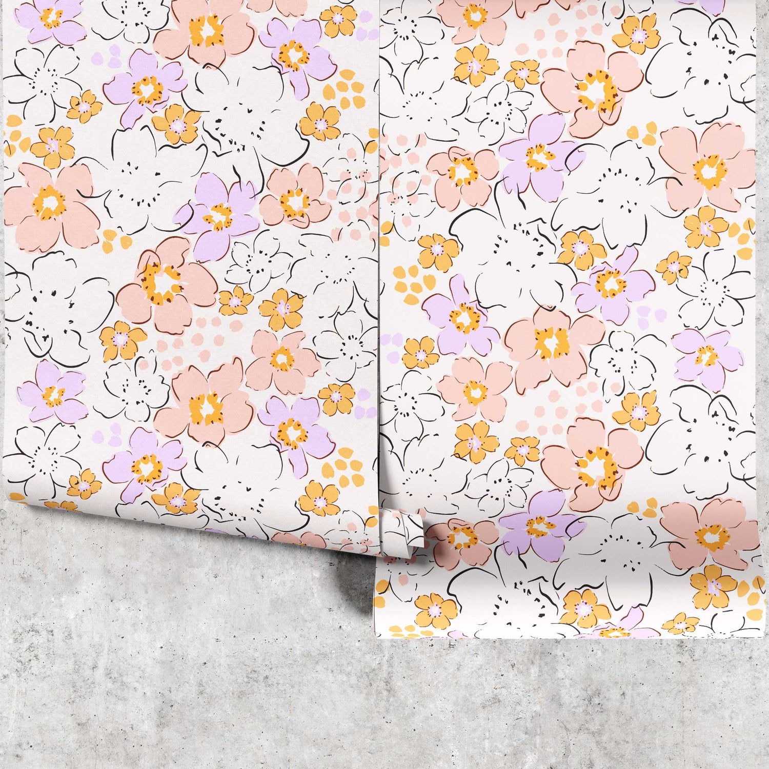 Huggleberry Hill Pastel Poppies Wallpaper Panels