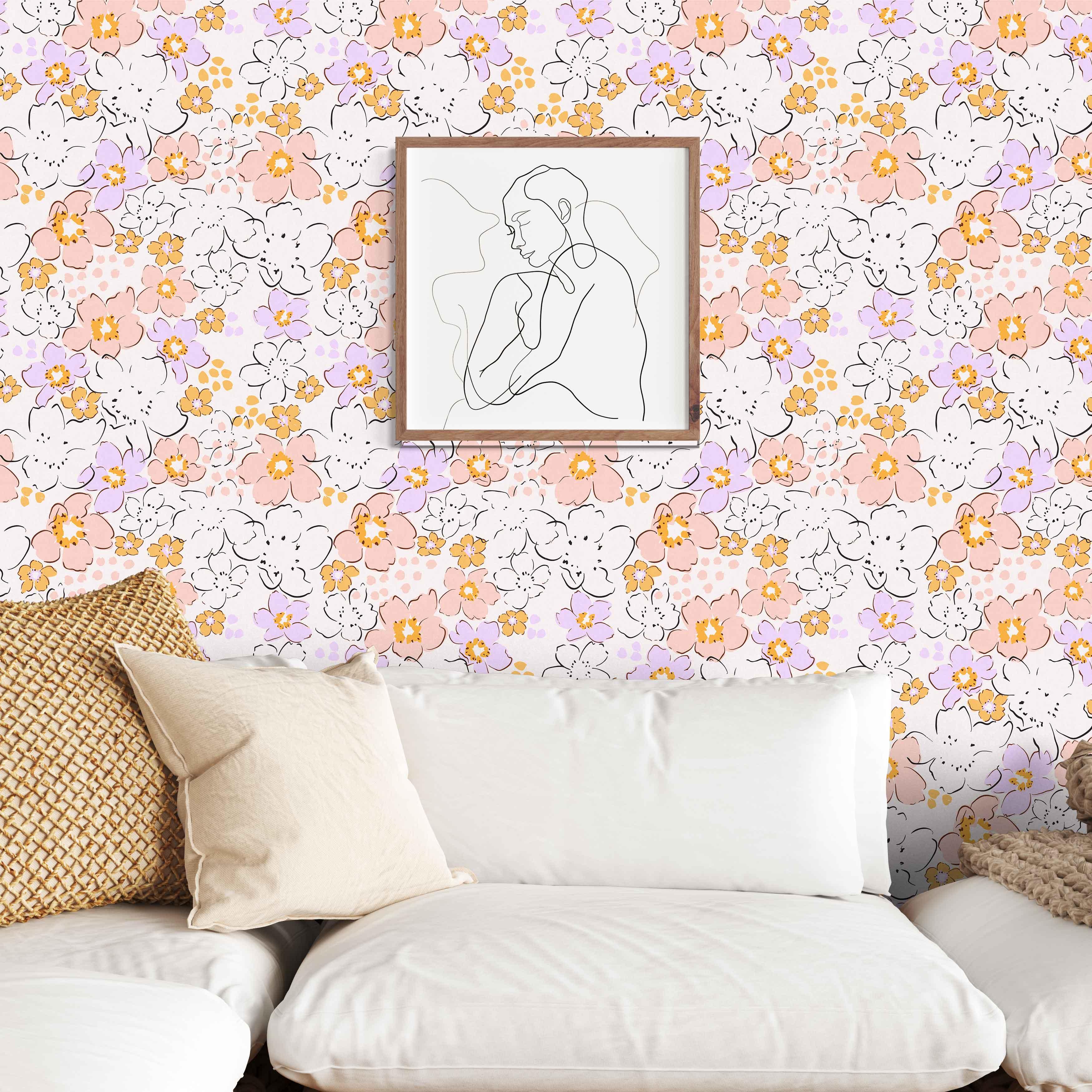 Pastel Poppies Wallpaper - Huggleberry Hill