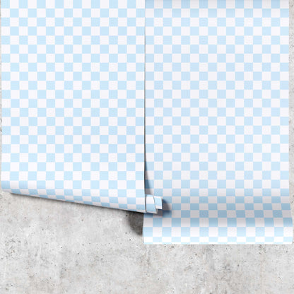 Huggleberry Hill Pastel Checkerboard Wallpaper Blue Panels