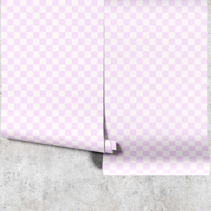 Huggleberry Hill Pastel Checkerboard Wallpaper Pink Panels