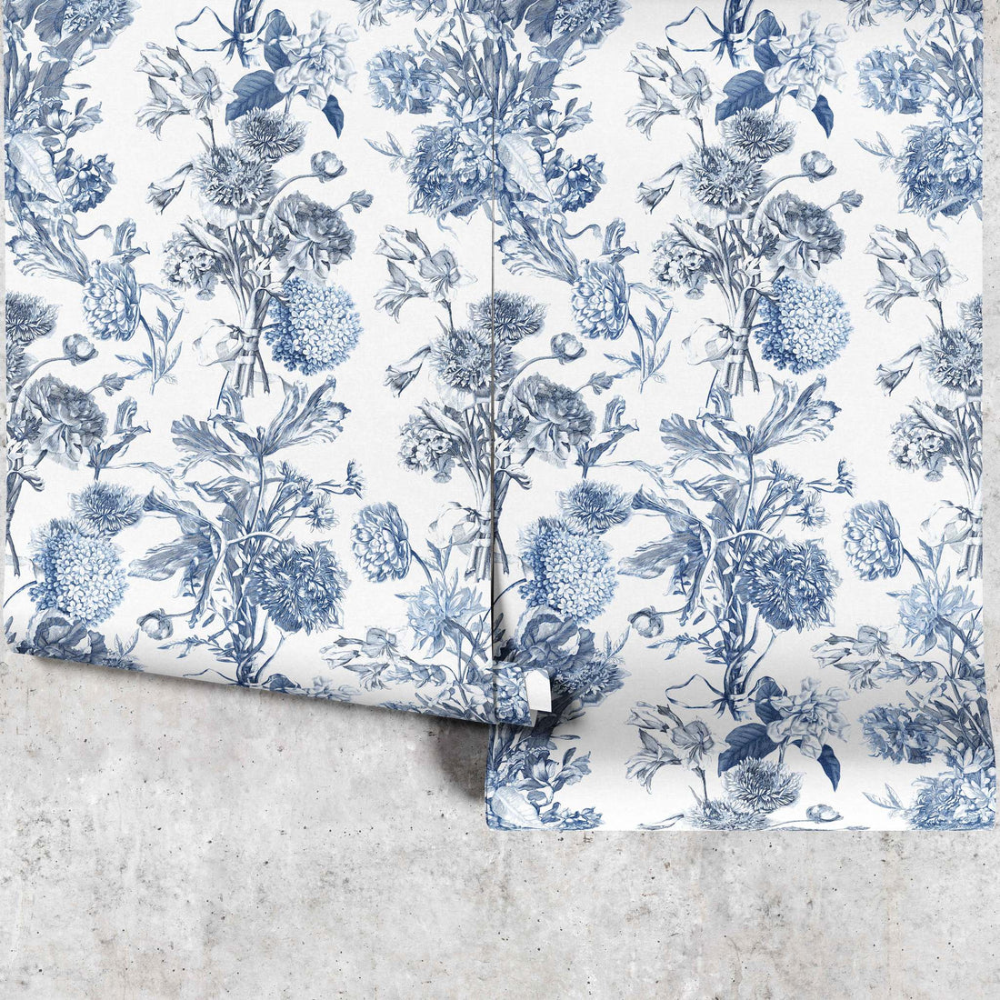 Bouquet Bleu Toile Wallpaper Samples