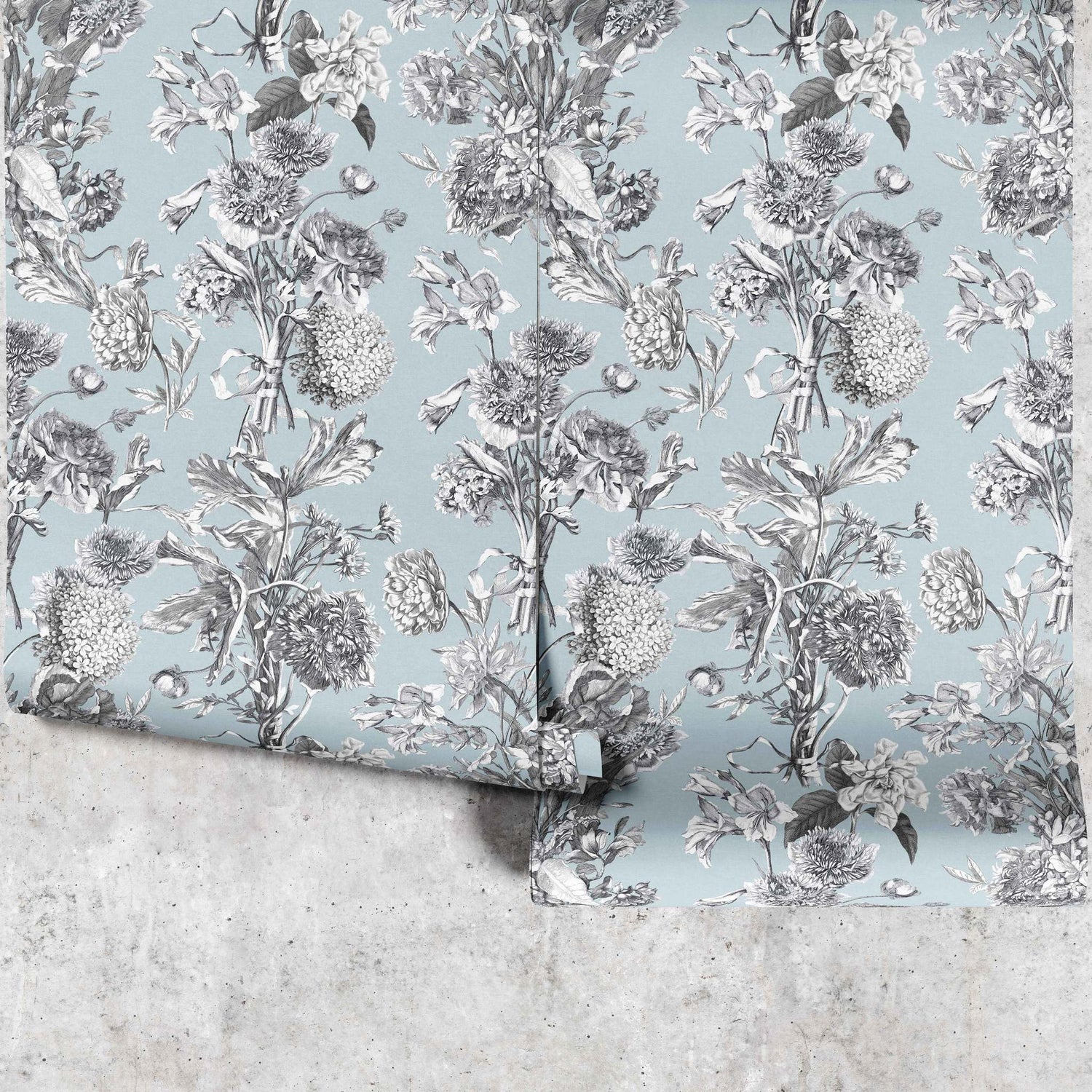 Bouquet Bleu Toile Wallpaper